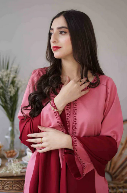 Asling - 3PC Unstitched Dhanak Embroidered Suit - UH159