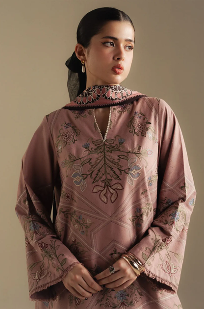 Zara Shahjahan - 3PC Unstitched Dhanak Embroidered Suit - UH281