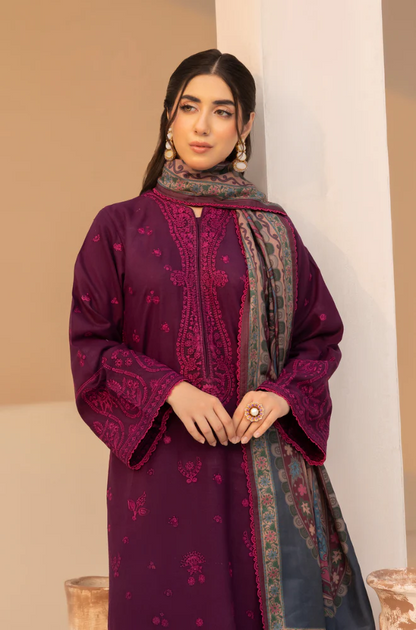 Mohagni - 3PC Dhanak Embroidered Suit (Unstitched) - US195