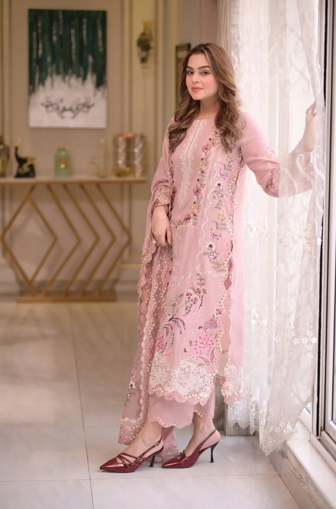Aneelas - 3PC Unstitched Lawn Embroidered Suit - UA266