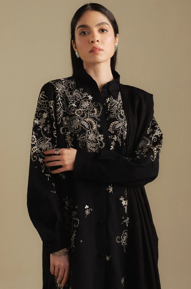 Zara Shahjahan - 3PC Unstitched Dhanak Embroidered Suit - UH275