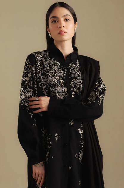 Zara Shahjahan - 3PC Unstitched Dhanak Embroidered Suit - UH275