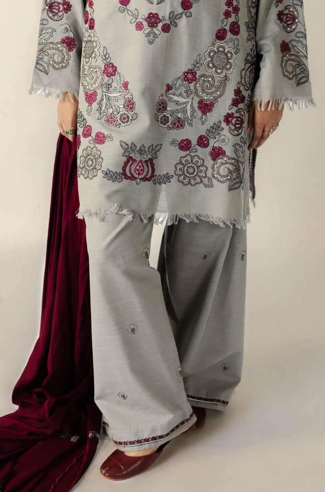 Zara Shahjahan  - 3PC Unstitched Dhanak Embroidered Suit - UH315