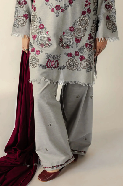 Zara Shahjahan  - 3PC Unstitched Dhanak Embroidered Suit - UH315
