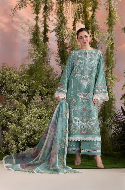 Sobia Nazir - 3PC Unstitched Lawn Embroidered Suit - UA238