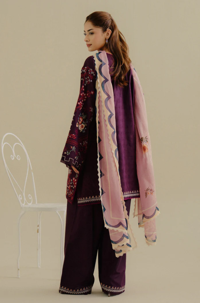 Zara Shahjahan - 3PC Unstitched Dhanak Embroidered Suit - US130