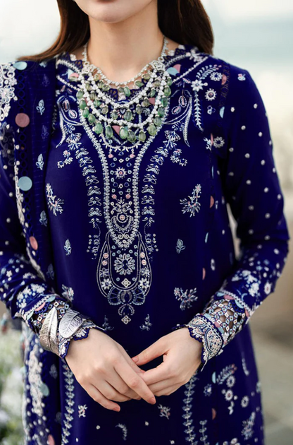 Qalamkar - 3PC Unstitched Dhanak Embroidered Suit - US145