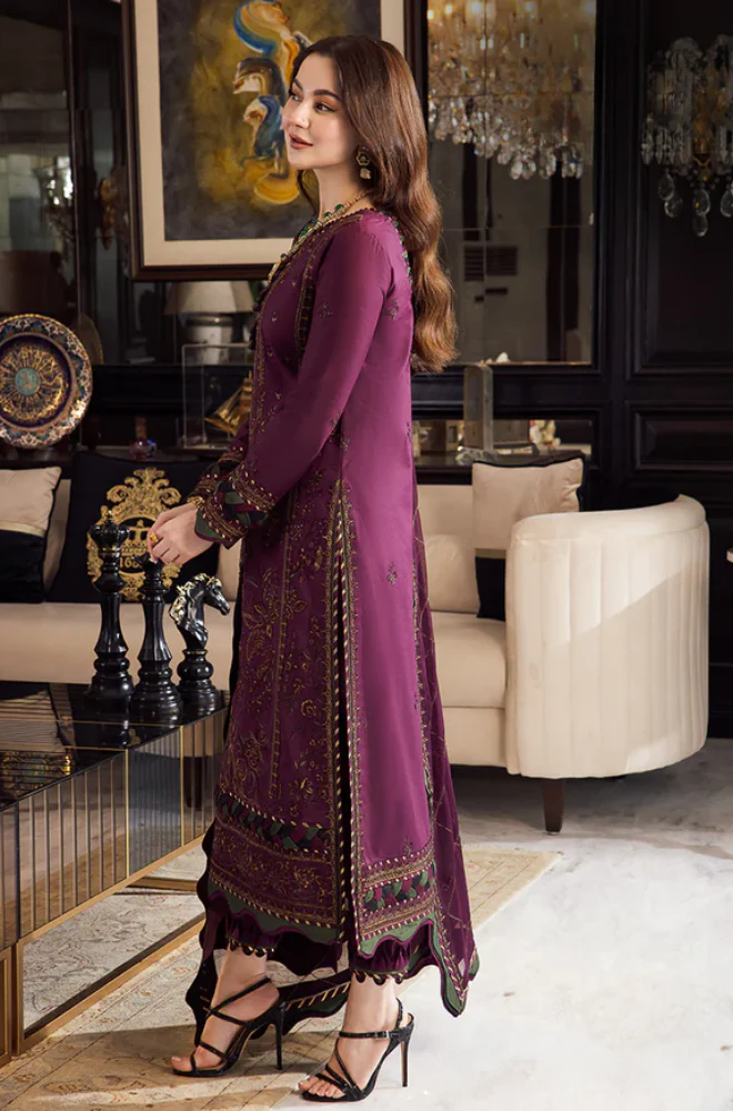 Asim jofa - 3PC Unstitched Lawn Embroidered Suit - UA296