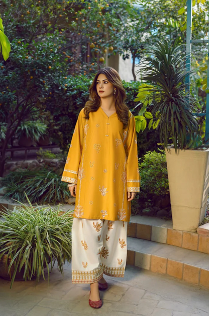 Urge - 2PC Dhanak Embroidered Suit (Unstitched) - US207