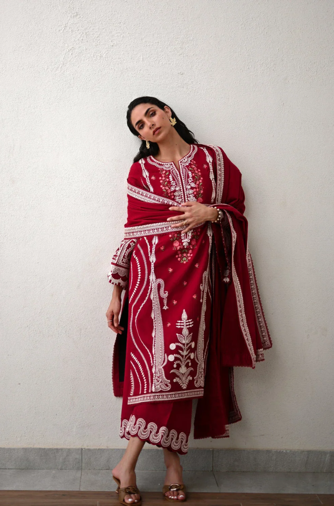 ZAIB  - 3PC Unstitched Lawn Embroidered Suit - UA265