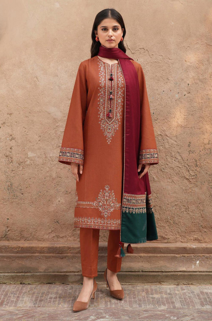Jazmin - 3PC Unstitched Dhanak Embroidered Suit - US147