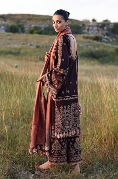 Hussain Rehar - 3PC Unstitched Lawn Embroidered Suit - UA246