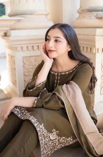 Asling - 3PC Unstitched Dhanak Embroidered Suit - UH162