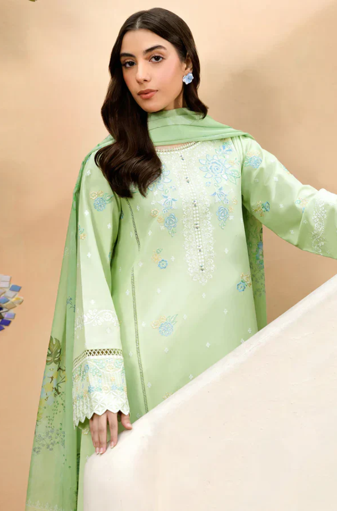 Farasha- 3PC Lawn Embroidered( Unstitched) Suit - UPJ0163