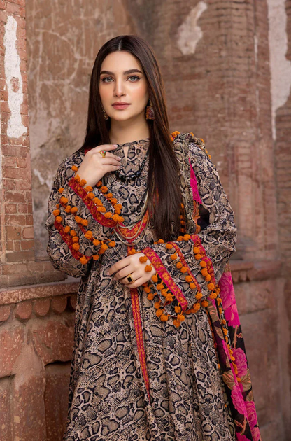 3 Piece- Lawn Digital Printed Suit(Unstitched) -UH0188