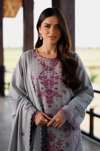 Nishatlinen - 3PC Unstitched Dhanak Embroidered Suit - UH313