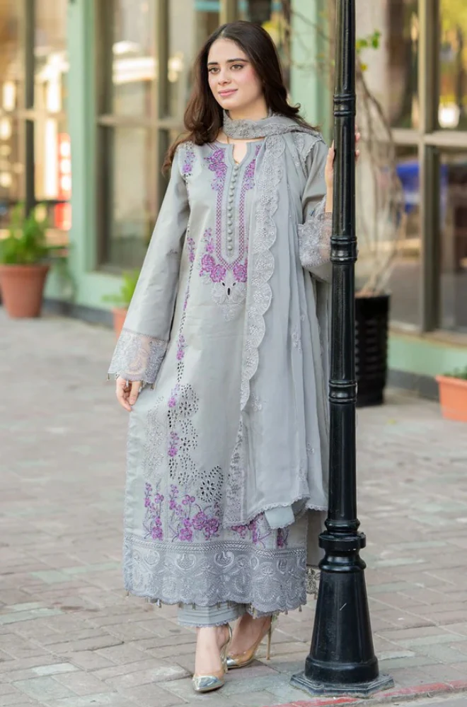 FLORENT - 3PC Unstitched Dhanak Embroidered Suit - US174