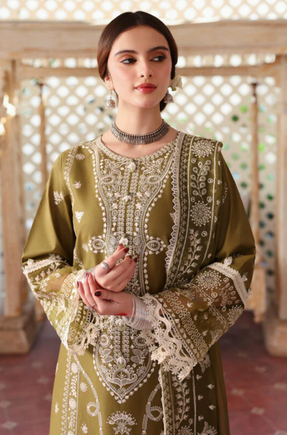 Mahnur - 3PC Dhanak Embroidered Suit (Unstitched) - UH194
