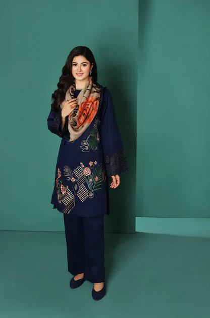 NishatLinen - 3PC Unstitched Dhanak Embroidered Suit - UC154
