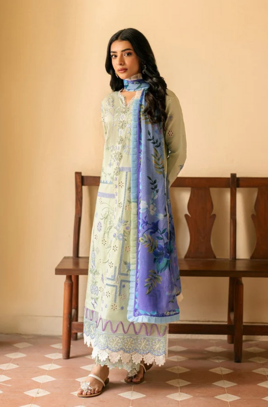 Roheenaz - 3PC Unstitched Dhanak Embroidered Suit - US101