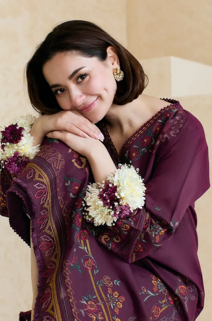 Mishkaa - 3PC Lawn Embroidered Suit (Unstitched) -UPFS073