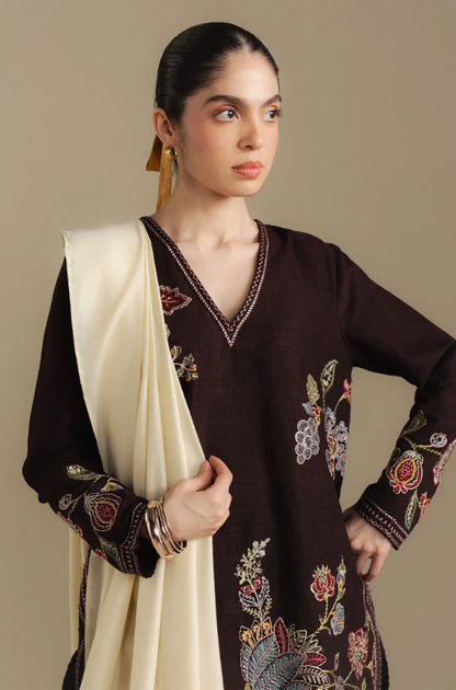 Zara Shahjahan - 3PC Unstitched Dhanak Embroidered Suit - UH268