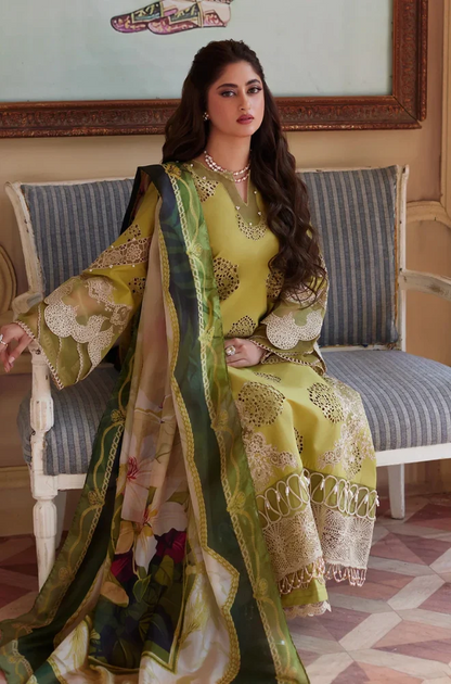 Elaf- 3PC Lawn Chickenkari Embroidered Suit (Unstitched) - UPFS093