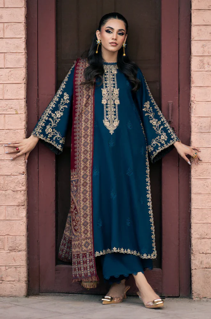 Izel - 3PC Unstitched Dhanak Embroidered Suit - US128