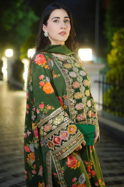 Fiona Dilara - 3PC Silk Digital Printed Embroidered  Dress - UM211