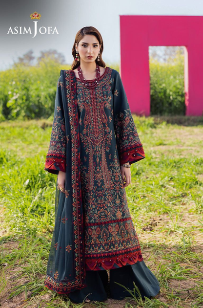 Asim Jofa - 3PC Unstitched Lawn Embroidered Suit - UA233