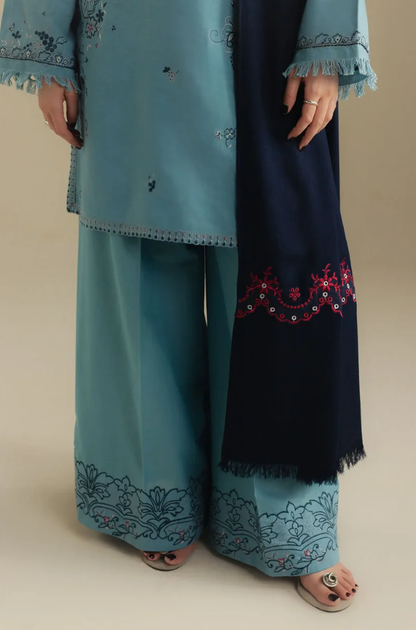 Zara Shahjahan - 3PC Unstitched Dhanak Embroidered Suit - UH278