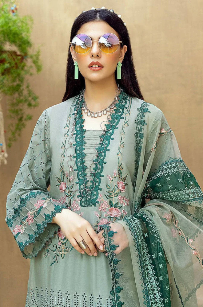 jazmin- 3PC Lawn Embroidered Suit (Unstitched) - UPHB0157