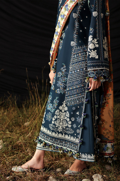 Hussain Rehar - 3PC Unstitched Lawn Embroidered Suit - UA240