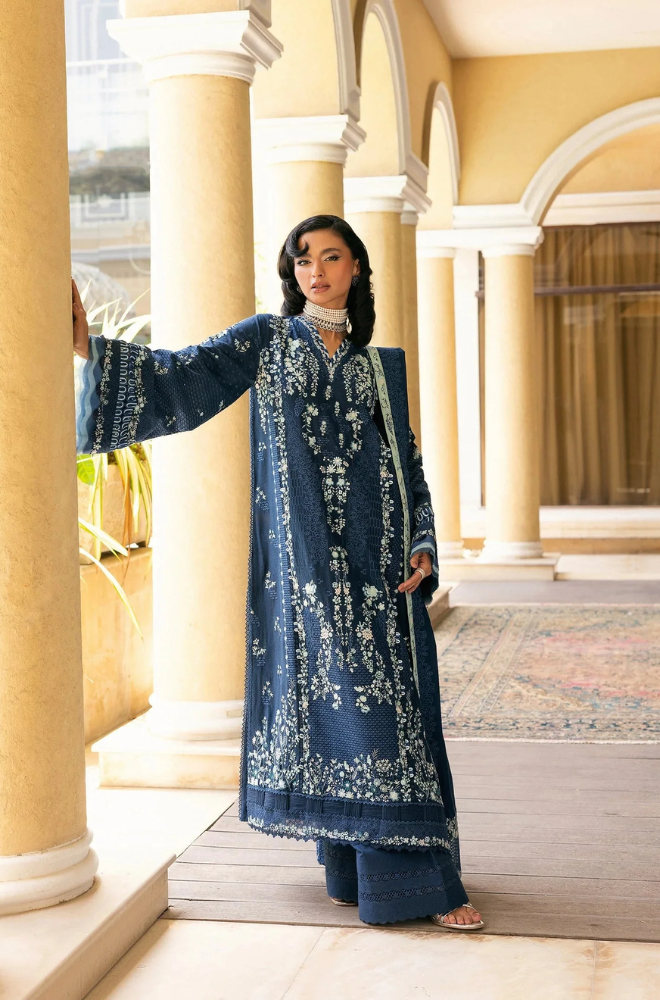 Elaf - 3PC Unstitched Lawn Embroidered Suit - UA258