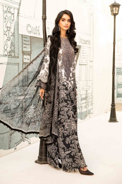 Maria B - 3PC Printed Banadora Lawn Suit (Unstitched) - UPHB0165