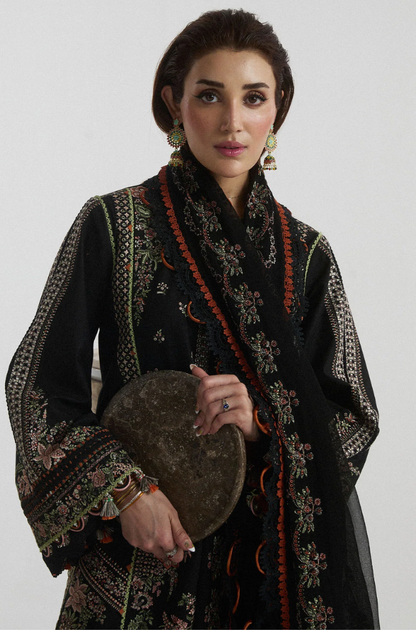 Hussain Rehar  - 3PC Unstitched Lawn Embroidered Suit - UA263