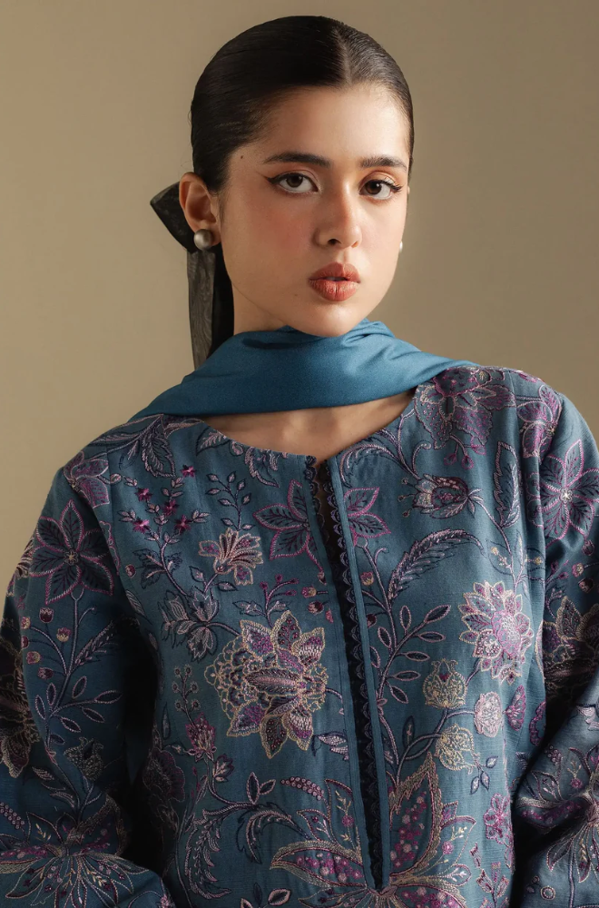 Zara Shahjahan - 3PC Unstitched Dhanak Embroidered Suit - UH272