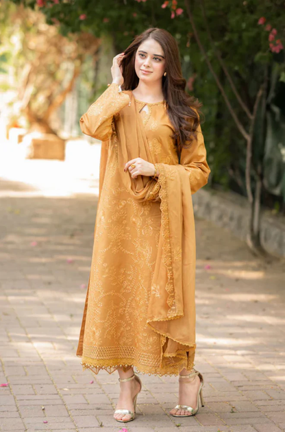 Cross stitch - 3PC Unstitched Lawn Embroidered Suit - UA280