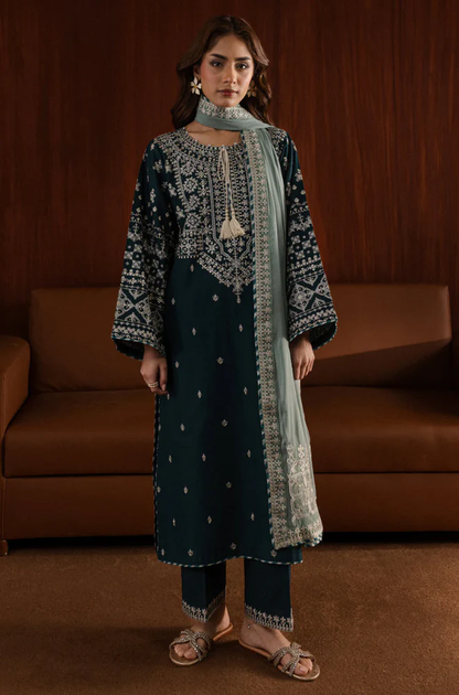Batik - 3PC Unstitched Lawn Embroidered Suit - UA271