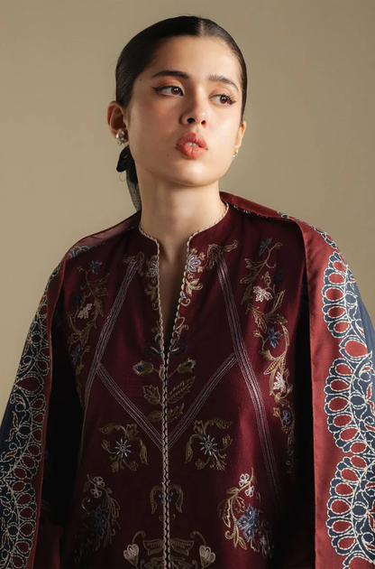 Zara Shahjahan - 3PC Unstitched Dhanak Embroidered Suit - UH286