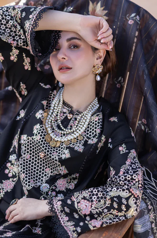 Qalamkar - 3PC Lawn Embroidered Suit (Unstitched) -UPFS085