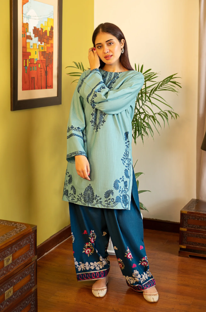 Urge - 2PC Dhanak Embroidered Suit (Unstitched) - UH326