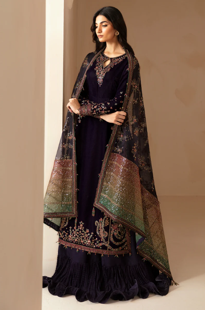 Jazmin - 3PC Velvet Embroidered Suit (Unstitched) - UH256