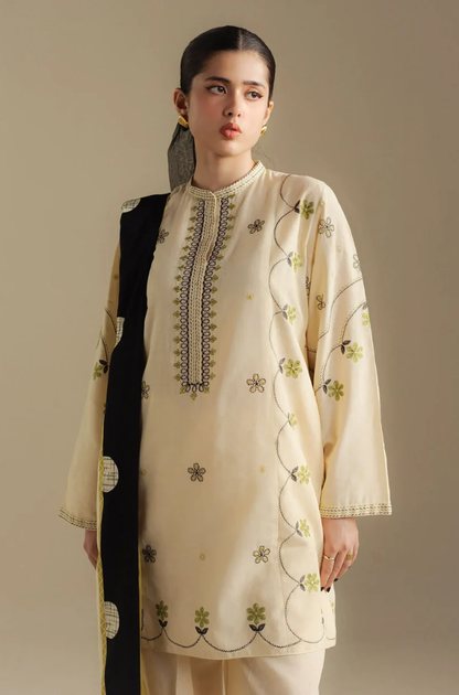 Zara Shahjahan - 3PC Unstitched Dhanak Embroidered Suit - UH282