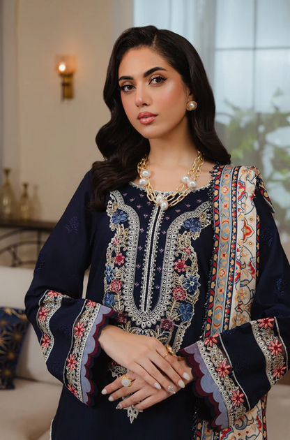 Mahnur - 3PC Unstitched Dhanak Embroidered Suit - US117