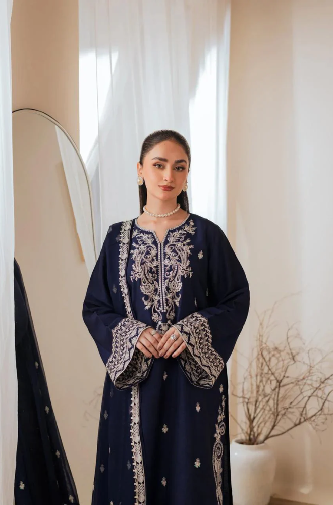 Nureh - 3PC Unstitched Lawn Embroidered Suit - UA287