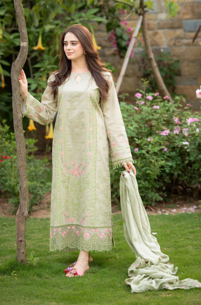Cross stitch - 3PC Unstitched Lawn Embroidered Suit - UA281