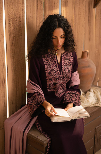 Zarqash - 3PC Dhanak Embroidered Suit (Unstitched) - UH197