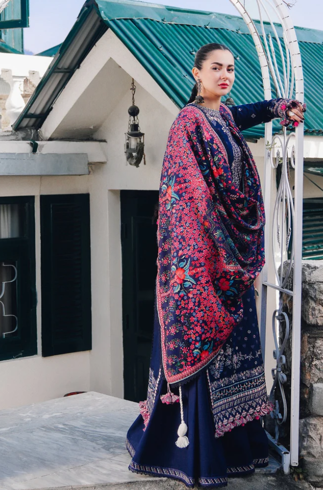 Qalamkar - 3PC Unstitched Dhanak Embroidered Suit - US125