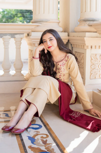 Asling - 3PC Unstitched Dhanak Embroidered Suit - UH158